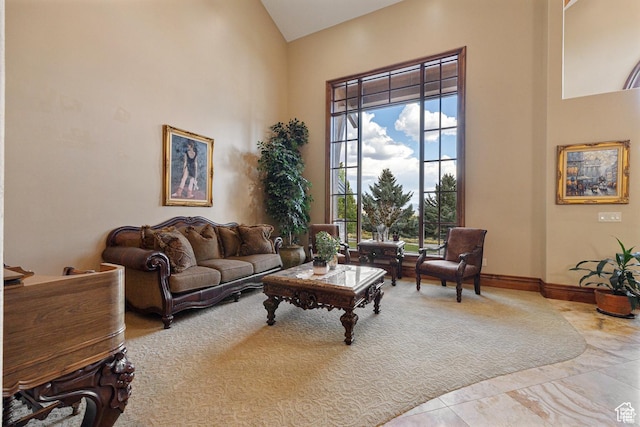 2499 River Meadows Ln, Midway, UT 84049 - living area featuring high vaulted ceiling and healthy amount of natural light