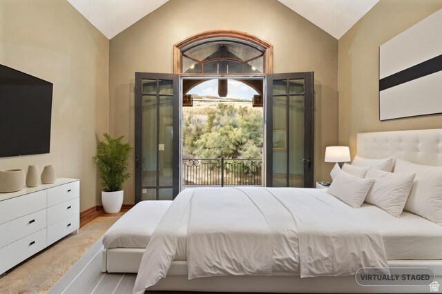 2499 River Meadows Ln, Midway, UT 84049 - bedroom with vaulted ceiling and access to exterior