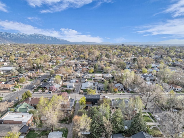 bird's eye view with a mountain view and a residential view