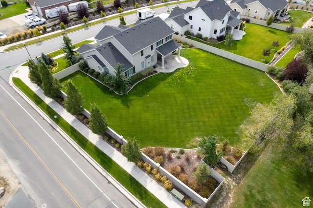 bird's eye view with a residential view