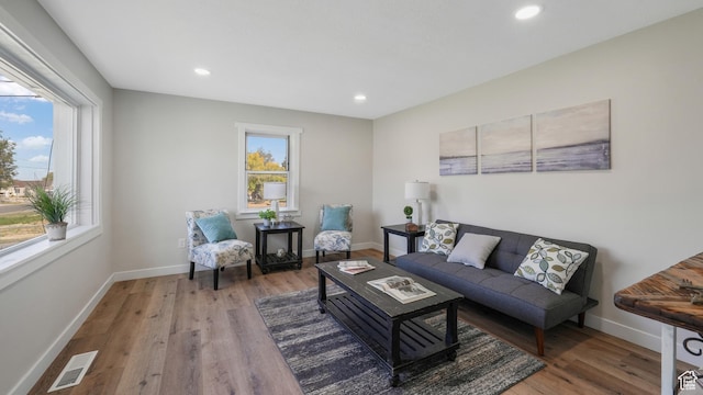 55 S Cooley St, Grantsville, UT 84029 - living room with wood finished floors, baseboards, visible vents, and recessed lighting