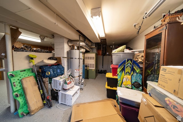 storage with water heater and heating unit
