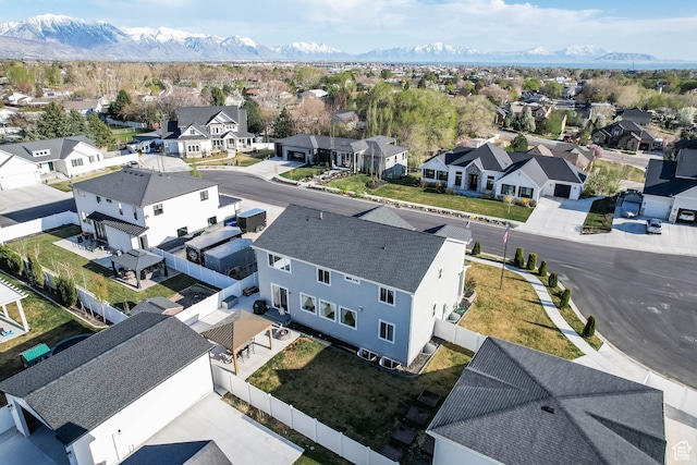 bird's eye view with a mountain view and a residential view