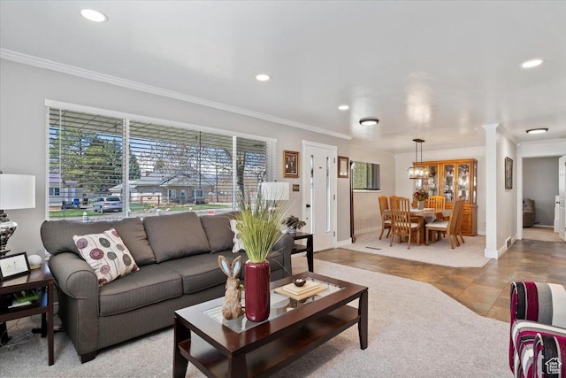 39 S 200 W, Morgan, UT 84050 - living area featuring crown molding, plenty of natural light, and recessed lighting