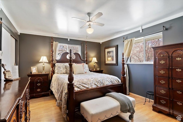 39 S 200 W, Morgan, UT 84050 - bedroom featuring ceiling fan, multiple windows, and light wood-style floors