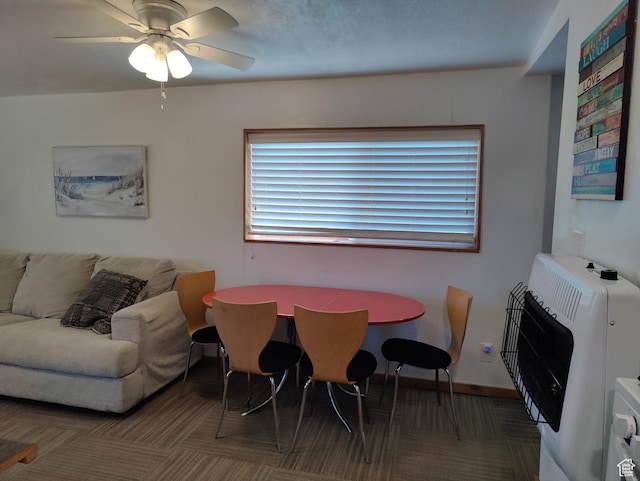 1559 S Bear Lake Blvd S, Garden City, UT 84028 - dining room featuring a wealth of natural light, baseboards, a ceiling fan, and heating unit