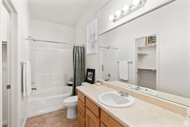 6351 W Traveler Ln, West Jordan, UT 84081 - bathroom featuring toilet, vanity, and shower / bathtub combination with curtain