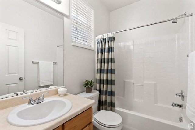6351 W Traveler Ln, West Jordan, UT 84081 - bathroom featuring toilet, vanity, and shower / bath combo with shower curtain