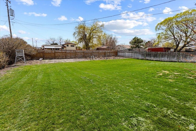 view of yard featuring a fenced backyard