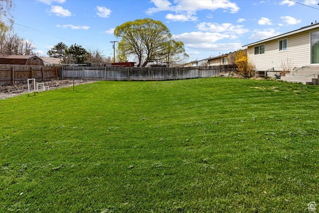 view of yard featuring a fenced backyard