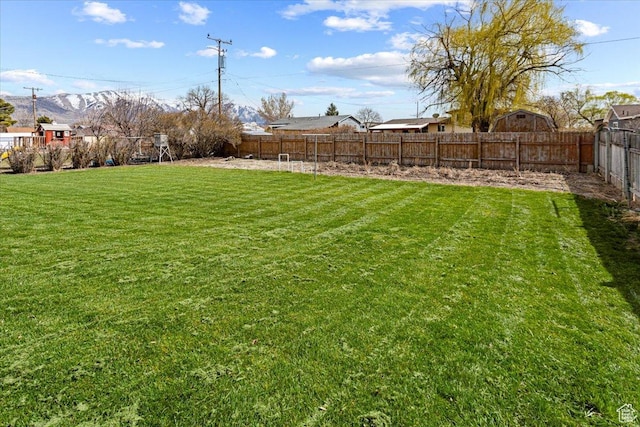 view of yard featuring a fenced backyard
