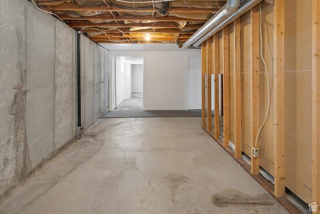 view of unfinished basement
