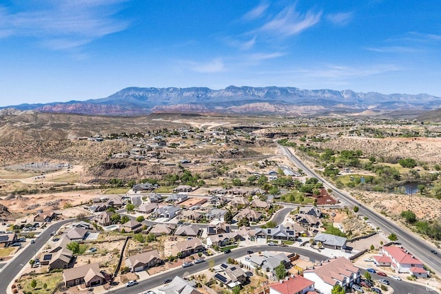 bird's eye view with a mountain view and a residential view