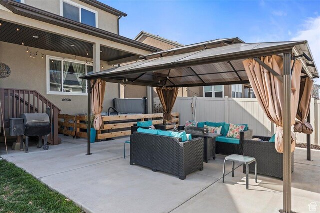 12133 S Broken Arch Ln, Herriman, UT 84096 - view of patio / terrace with a gazebo, fence, and an outdoor hangout area