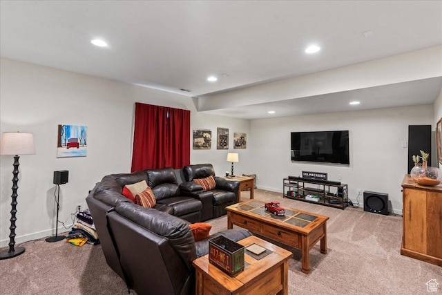 12133 S Broken Arch Ln, Herriman, UT 84096 - carpeted living area featuring baseboards and recessed lighting