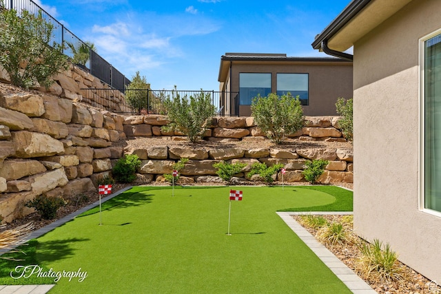 view of yard with fence