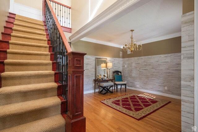 506 S 1200 E, Bountiful, UT 84010 - interior space featuring ornamental molding, baseboards, a chandelier, and wood finished floors