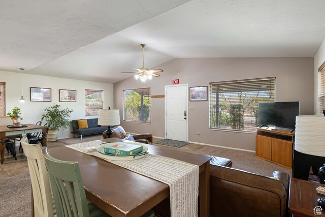247 S 100 E, Hurricane, UT 84737 - carpeted dining room featuring a wealth of natural light, a ceiling fan, baseboards, and lofted ceiling