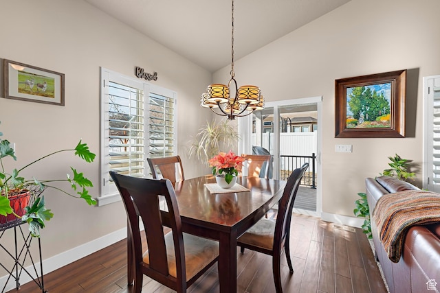 10756 S Autumn Wind Way W, South Jordan, UT 84009 - dining area with baseboards, a healthy amount of sunlight, a notable chandelier, and vaulted ceiling