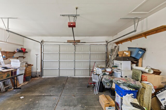 garage with a garage door opener