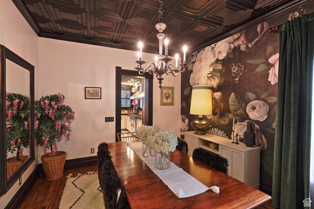 135 W 600 N, Salt Lake City, UT 84103 - dining area featuring an ornate ceiling, an inviting chandelier, and wood finished floors