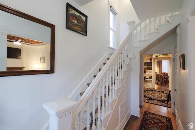 135 W 600 N, Salt Lake City, UT 84103 - staircase featuring wood finished floors and a ceiling fan
