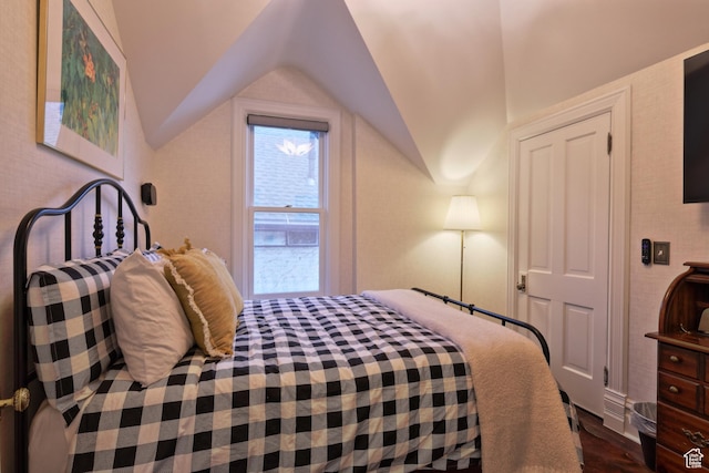 135 W 600 N, Salt Lake City, UT 84103 - bedroom with dark wood-style floors and lofted ceiling