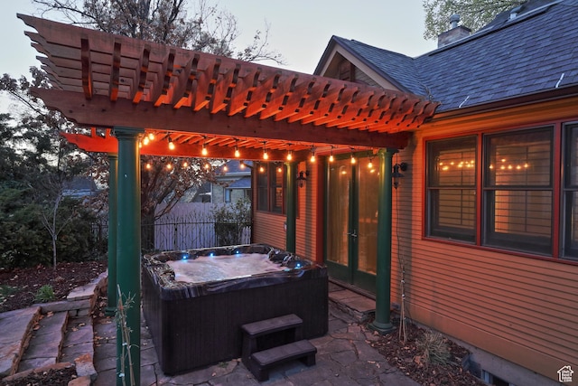 135 W 600 N, Salt Lake City, UT 84103 - view of patio featuring a pergola, fence, and a hot tub