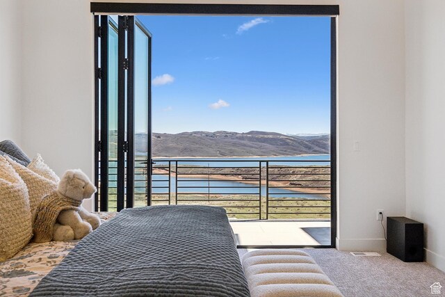 1526 W Orion Way, Heber City, UT 84032 - bedroom with baseboards, a water and mountain view, and carpet floors