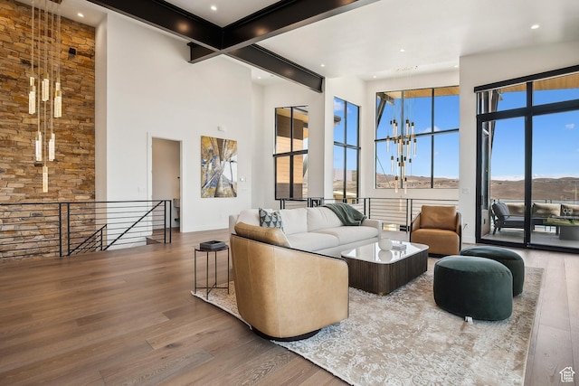 1526 W Orion Way, Heber City, UT 84032 - living area with recessed lighting, wood finished floors, and a high ceiling