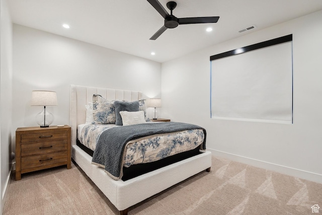 1526 W Orion Way, Heber City, UT 84032 - carpeted bedroom with visible vents, ceiling fan, recessed lighting, and baseboards