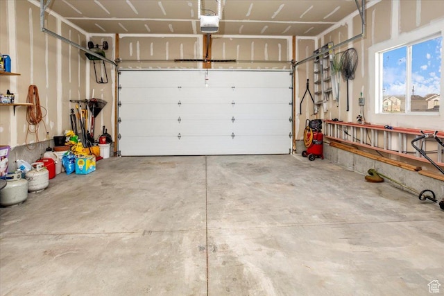 garage with a garage door opener