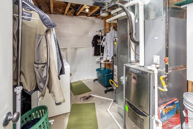 utility room with heating unit