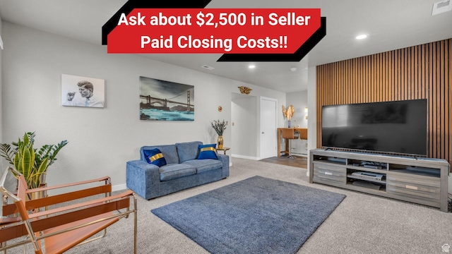 3618 S 300 E Unit A, Salt Lake City, UT 84115 - carpeted living room featuring recessed lighting and baseboards