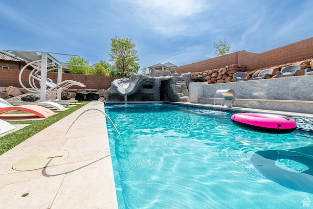 view of pool featuring a fenced in pool and a fenced backyard