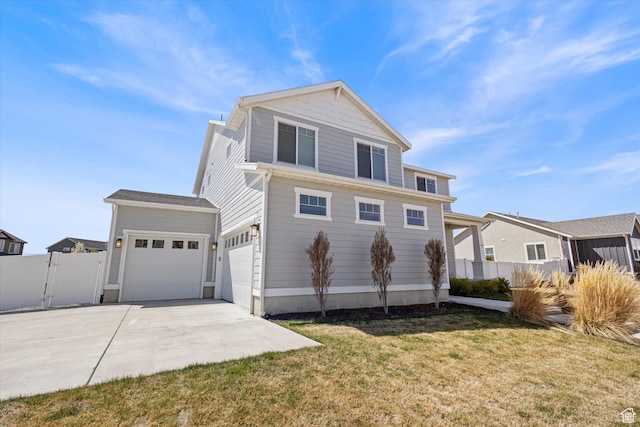 283 E Echo Ledge Dr S, Saratoga Springs, UT 84045 - traditional-style house featuring a garage, fence, driveway, and a front lawn
