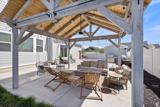 283 E Echo Ledge Dr S, Saratoga Springs, UT 84045 - view of patio / terrace with a gazebo, fence private yard, area for grilling, and an outdoor hangout area