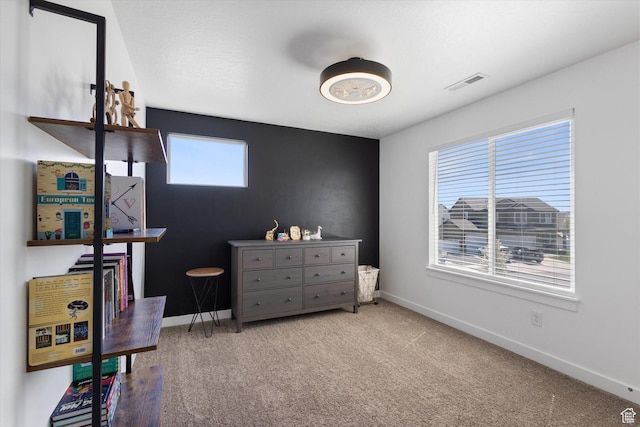 283 E Echo Ledge Dr S, Saratoga Springs, UT 84045 - bedroom with carpet flooring, visible vents, multiple windows, and baseboards