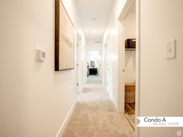 13741 S Hanley Ln Unit Ff101, Riverton, UT 84096 - hallway with visible vents, baseboards, and light colored carpet