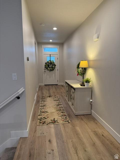 328 E 1100 S, Centerville, UT 84014 - doorway featuring light wood-style flooring, recessed lighting, and baseboards