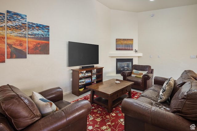 327 W Williams Way, Moab, UT 84532 - living area with carpet floors and a glass covered fireplace