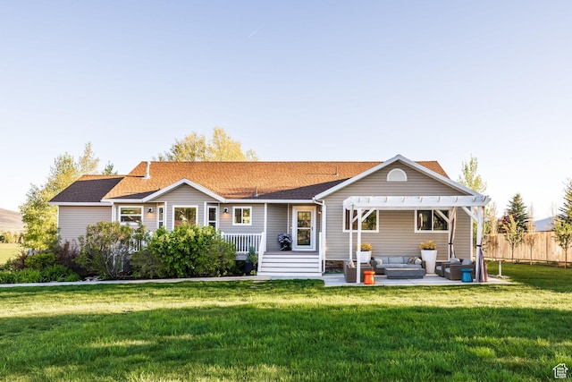 528 W Weber Canyon Rd, Oakley, UT 84055 - back of property featuring an outdoor hangout area, a pergola, and a wooden deck