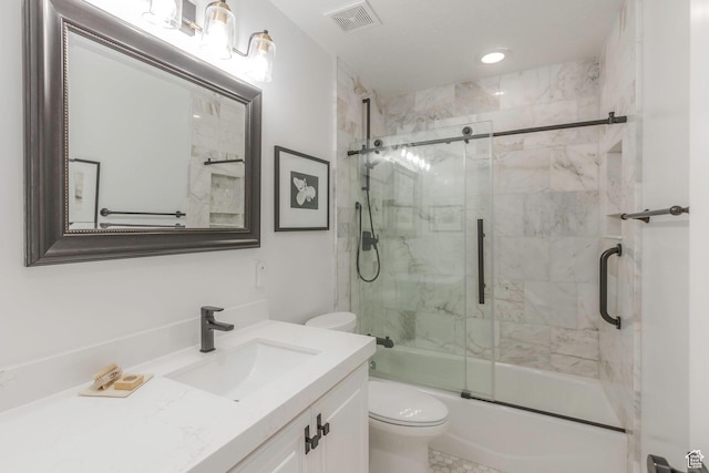 528 W Weber Canyon Rd, Oakley, UT 84055 - full bathroom with toilet, vanity, enclosed tub / shower combo, and recessed lighting