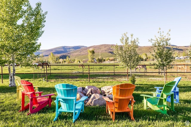 528 W Weber Canyon Rd, Oakley, UT 84055 - view of yard featuring an outdoor fire pit, a mountain view, and a view of countryside