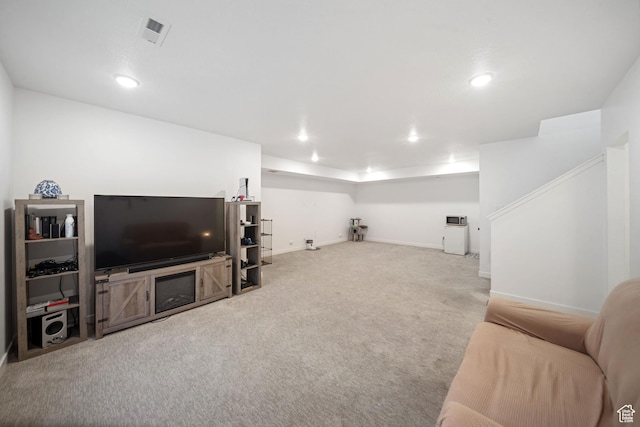 6149 W Moon Valley Dr S, South Jordan, UT 84009 - living room with carpet floors, baseboards, recessed lighting, and visible vents