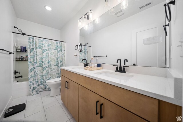 6149 W Moon Valley Dr S, South Jordan, UT 84009 - bathroom featuring toilet, shower / bathtub combination with curtain, a sink, and visible vents