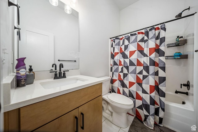 6149 W Moon Valley Dr S, South Jordan, UT 84009 - bathroom featuring toilet, tile patterned floors, vanity, and shower / bath combo