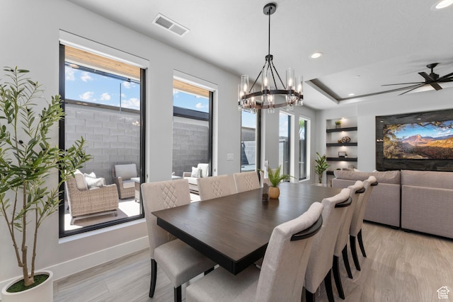 5238 W 2440 S, Hurricane, UT 84737 - dining area with visible vents, built in shelves, baseboards, light wood-style floors, and recessed lighting