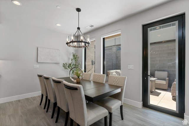 5238 W 2440 S, Hurricane, UT 84737 - dining space with a chandelier, light wood-type flooring, baseboards, and recessed lighting
