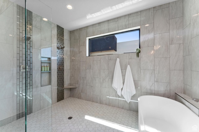 5266 W 2480 S Unit 149, Hurricane, UT 84737 - full bath featuring walk in shower, recessed lighting, and a freestanding tub